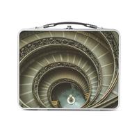 Fabulous Lunch Box Metallo Argento per Sandwich e Snack - Museo Vaticano Scala Grigio a Spirale Roma Italia - Scatola da gustare in alluminio ciotola rigida stile retrò stampata in Francia