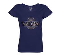 Fabulous Maglietta da donna con scollo rotondo, modello Madame Chic Luxe France Vintage, blu, M