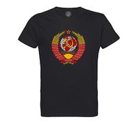 Fabulous Maglietta da uomo con scollo rotondo, cotone biologico, stemma della partita comunista URSS Russia Vintage, Nero , M