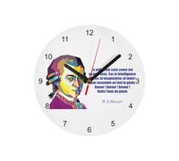 Fabulous Orologio da parete in vetro - Il vero genio senza cuore è un non-Sens Mozart Citazione Musica Creatività - Diametro 20 cm - Bianco