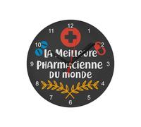 Fabulous Orologio da parete in vetro - La migliore farmacista del mondo farmacia medicina sanitaria - diametro 20 cm - nero