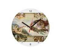 Fabulous Orologio da parete in vetro - Michelangelo La Creazione di Adamo Fresco Vaticano - Diametro 20 cm - Bianco