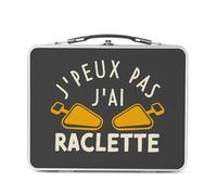 Fabulous Pranzo Box in metallo argentato per sandwich e snack - J'Peux Pas J'ai Raclette Formaggi Montagna Sci Savoia - Scatola da gustare in alluminio ciotola rigida stile retrò stampata in Francia