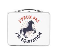 Fabulous Pranzo Box in metallo argentato per sandwich e snack - J'Peux Pas je ai equitation Cheval Pony Dressage - Scatola da gustare in alluminio, ciotola rigida, stile retrò, stampata in Francia