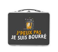 Fabulous Pranzo Box in metallo argentato per sandwich e snack - J'Peux Pas Je sont Bourré Aéré Amis - Scatola da gustare in alluminio, ciotola rigida, stile retrò, stampata in Francia