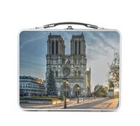 Fabulous Pranzo Box in metallo argentato per sandwich e snack - Paris Chiesa Cathedrale Notre Dame Batiment Medioevo - Scatola da gustare in alluminio, ciotola rigida, stile retrò, stampata in Francia