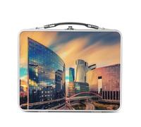 Fabulous Pranzo Box in metallo argentato per sandwich e snack - Paris La defense Architecture Batiment Ville Modern - Scatola da gustare in alluminio, ciotola rigida, stile retrò, stampata in Francia