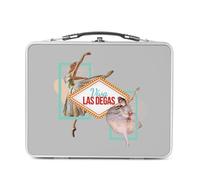 Fabulous Pranzo Box in metallo argentato per sandwich e snack - Viva Las Degas Las Vegas Pittura gioco di parola danza arte - Scatola da gustare in alluminio ciotola rigida stile retrò stampata in