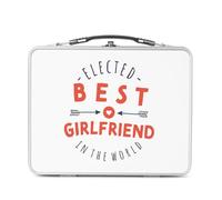 Fabulous Scatola da pranzo in metallo argentato per sandwich e snack - Elected Best Girlfriend in the World Love - Contenitore per assaporare in alluminio, ciotola rigida, stile retrò stampata in