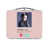 Fabulous Scatola da pranzo in metallo argentato per sandwich e snack - Sweeney Todd Barber Social Network Dating Love - Scatola da gustare in alluminio ciotola rigida in stile retrò stampata in