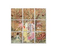 Fabulous Set di 9 piastrelle in ceramica decorative, 20 x 20 cm, motivo: Giardino del Paradiso Les Contes d'Andersen Illustration (dimensione totale 60 x 60 cm)