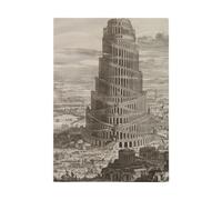 Fabulous Strofinaccio da cucina e strofinacci - Torre di Babele Turris Babel Athanasius Kircher Disegno Bibbia - Biancheria decorativa assorbente tessitura Panama formato 36 x 50 cm stampato in