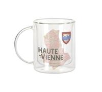 Fabulous Tazza in vetro a doppia parete, alta vienna 87, dipartimento Limoge Card Ancienne, tazza da caffè e The isoterme, 330 ml, effetto sospeso anti-bruciore, stampa in Francia