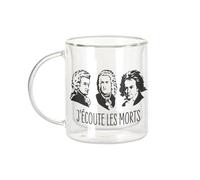 Fabulous Tazza in vetro a doppia parete, con scritta "Bach Mozart Beethoven Musique Compositeur Classic, tazza da caffè e The Isothermerme, 330 ml, effetto sospeso anti-bruciore, stampa in Francia
