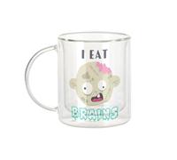 Fabulous Tazza in vetro a doppia parete, con scritta "I eat Brains Zombie Halloween Peur Horreur, tazza da caffè e The Isotherme 330 ml, effetto sospeso anti-bruciore, stampa in Francia