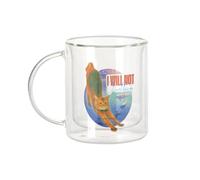 Fabulous Tazza in vetro a doppia parete, con scritta "I Will Not Overthink Gatto Delfino Collage Vintage Illustration Art Humour - Tazza da caffè e The Isoterme, 330 ml, effetto sospeso anti-bruciore