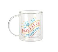 Fabulous Tazza in vetro a doppia parete, con scritta "Io non grattugiare", con scritta in Francia, 330 ml, effetto sospeso anti-bruciore, stampa in Francia