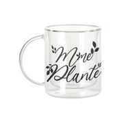 Fabulous Tazza in vetro a doppia parete, con scritta "Mme Plante Jardin Pot Jardinage Culture", tazza da caffè e The isotermica, 330 ml, effetto sospeso anti-bruciore, stampa in Francia