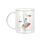 Fabulous Tazza in vetro a doppia parete - Dancer sotto la pioggia, ombrello Collage Art Surrealismo - Tazza da caffè e The Isoterme, 330 ml, effetto sospeso anti-bruciore, stampa in Francia