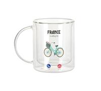 Fabulous Tazza in vetro a doppia parete - France Is Calling Me Bicycle Paris Culture - Tazza da caffè e The Isotherme 330 ml effetto appeso anti-bruciore, stampa in Francia