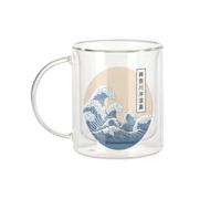 Fabulous Tazza in vetro a doppia parete - Hokusai Grandes Onues Giappone Asia Culture Mer - Tazza da caffè e The Isotherme 330 ml effetto sospeso anti-scottatura stampata in Francia