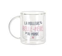 Fabulous Tazza in vetro a doppia parete, la migliore matrigna del mondo famiglia, tazza da caffè e The isotermica, 330 ml, effetto sospeso anti-bruciore, stampa in Francia