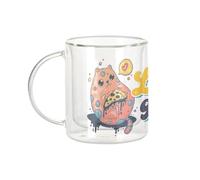 Fabulous Tazza in vetro a doppia parete, lunedì gestione, umorismo, gioco di parole, cibo, tazza da caffè e isolante, 330 ml, effetto sospeso anti-bruciore, stampa in Francia