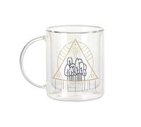 Fabulous Tazza in vetro a doppia parete, motivo: albero simboli esoterici, natura boemia, tazza da caffè e isolante, 330 ml, effetto sospeso anti-bruciore, stampa in Francia