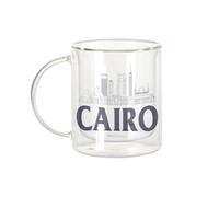Fabulous Tazza in vetro a doppia parete, motivo: Cairo Minimalist Il Cairo Egitto Travel Culture - Tazza da caffè e The Isotherme 330 ml, effetto sospeso anti-bruciore, stampa in Francia