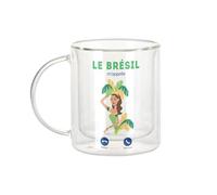 Fabulous Tazza in vetro a doppia parete, motivo: il Brasile M'Appelle Carneval Rio Plage Culture - Tazza da caffè e The Isotherme 330 ml, effetto sospeso anti-bruciore, stampa in Francia