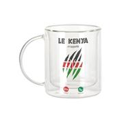 Fabulous Tazza in vetro a doppia parete, motivo "Le Kenya M'Appelle Bandiera Culture", tazza da caffè e The isotermo, 330 ml, effetto sospeso anti-bruciore, stampa in Francia