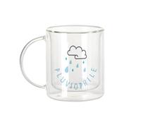 Fabulous Tazza in vetro a doppia parete, motivo: Pluviophile Ame la pioggia, Bretagne Nord, tazza da caffè e The isoterme, 330 ml, effetto sospeso anti-bruciore, stampa in Francia