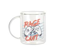 Fabulous Tazza in vetro a doppia parete, motivo: Rage Quit Videogiochi Retro Gaming Arcade - Tazza da caffè e The Isotherme 330 ml, effetto sospeso anti-bruciore, stampa in Francia