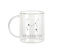 Fabulous Tazza in vetro a doppia parete, motivo: Sagittarius Sign Astrology Star Divination Constellation Minimalist, tazza da caffè e The Isotherme, 330 ml, effetto sospeso anti-bruciore, stampa in
