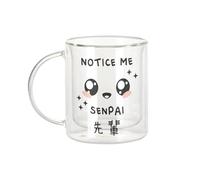 Fabulous Tazza in vetro a doppia parete - Notice me Senpai Giappone Asia Culture Manga Anime - Tazza da caffè e The Isotherme 330 ml effetto sospeso anti-bruciore, stampa in Francia