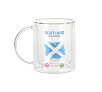 Fabulous Tazza in vetro a doppia parete, Scotland Is Calling Me Flag Travel Culture, tazza da caffè e The Isotherme 330 ml, effetto sospeso anti-bruciore, stampa in Francia