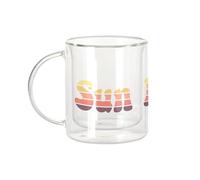Fabulous Tazza in vetro a doppia parete, Sun Lover Soleil Ciel Eté Plage - Tazza da caffè e The Isotherme 330 ml, effetto sospeso anti-bruciore, stampa in Francia