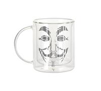 Fabulous Tazza in vetro a doppia parete, viso anonimo, nero a righe, tazza da caffè e The isotermica, 330 ml, effetto sospeso anti-bruciore, stampa in Francia