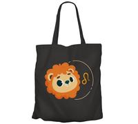 Fabulous Tote Bag Borsa Shopping in Tela - Leone Segno zodiacale Zodiaco Disegno Simbolo Illustrazione, Nero , Taglia unica