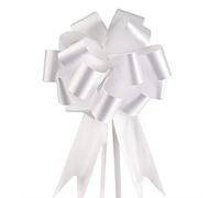 faburo 100pcs Coccarde Fiocco per Fiocchi Matrimonio, Coccarde Bianco Autotiranti Matrimonio, Coccarda Matrimonio Battesimo Auto Decoro