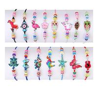 faburo 15pcs Braccialetti Amicizia Bambini, Braccialetto per Bambini Tessuti Unicorno Regolabile Intrecciati per Festa Compleanno Regalo Gioielli Ragazza