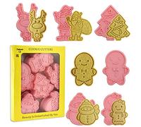 faburo Formine Biscotti, 6Pz Stampo Biscotti in Plastica, Tagliabiscotti Pressato Mano, Stampo Biscotti in Plastica 3D, Muffa Biscotti per Natale