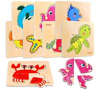 Faburo Puzzle in legno, 8 puzzle in legno Montessori, giocattoli in legno a partire da 1 2 3 anni, puzzle in legno a partire da 2 3 4 anni, puzzle in legno, puzzle per neonati e bambini