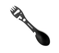 FACAIIO Forchetta da campeggio nera con apribottiglie e apriscatole, utensile multiuso per zaino in spalla e kit di sopravvivenza