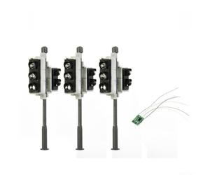 FACAIIO Lampada di modello dei semafori 3pcs LED della via della scala di HO con i segnali pedonali per la costruzione ferroviaria