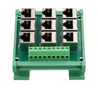 FACAIIO Morsettiera adattatore porta Ethernet verde per RJ45 8P8C 9 porte | Terminali a vite compatibili del supporto C45 della ferrovia di BACCANO del bordo di breakout per la trasmissione