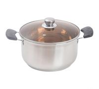 FACAIIO Pentola per latte in acciaio inox 304 ispessito, pentola per zuppa e porridge con coperchio in vetro per alimenti per bambini, utensili da cucina non magnetici sicuri (25 cm410302)