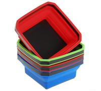 FACAIIO Set di 3 vassoi magnetici pieghevoli in silicone per riporre le parti degli attrezzi, blu/verde/rosso