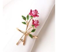 FACAIIO Set di 6 portatovaglioli a forma di rosa, in lega, per matrimoni, decorazioni da tavolo, per eventi, feste e occasioni romantiche, colore: rosa