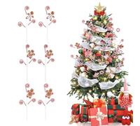 FACAIIO Set di 6 stecchini natalizi con bastoncini di zucchero, decorazione natalizia rossa e bianca per alberi, centrotavola, bomboniere, circa 48 cm